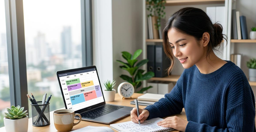 Student studying with online tutoring platform
